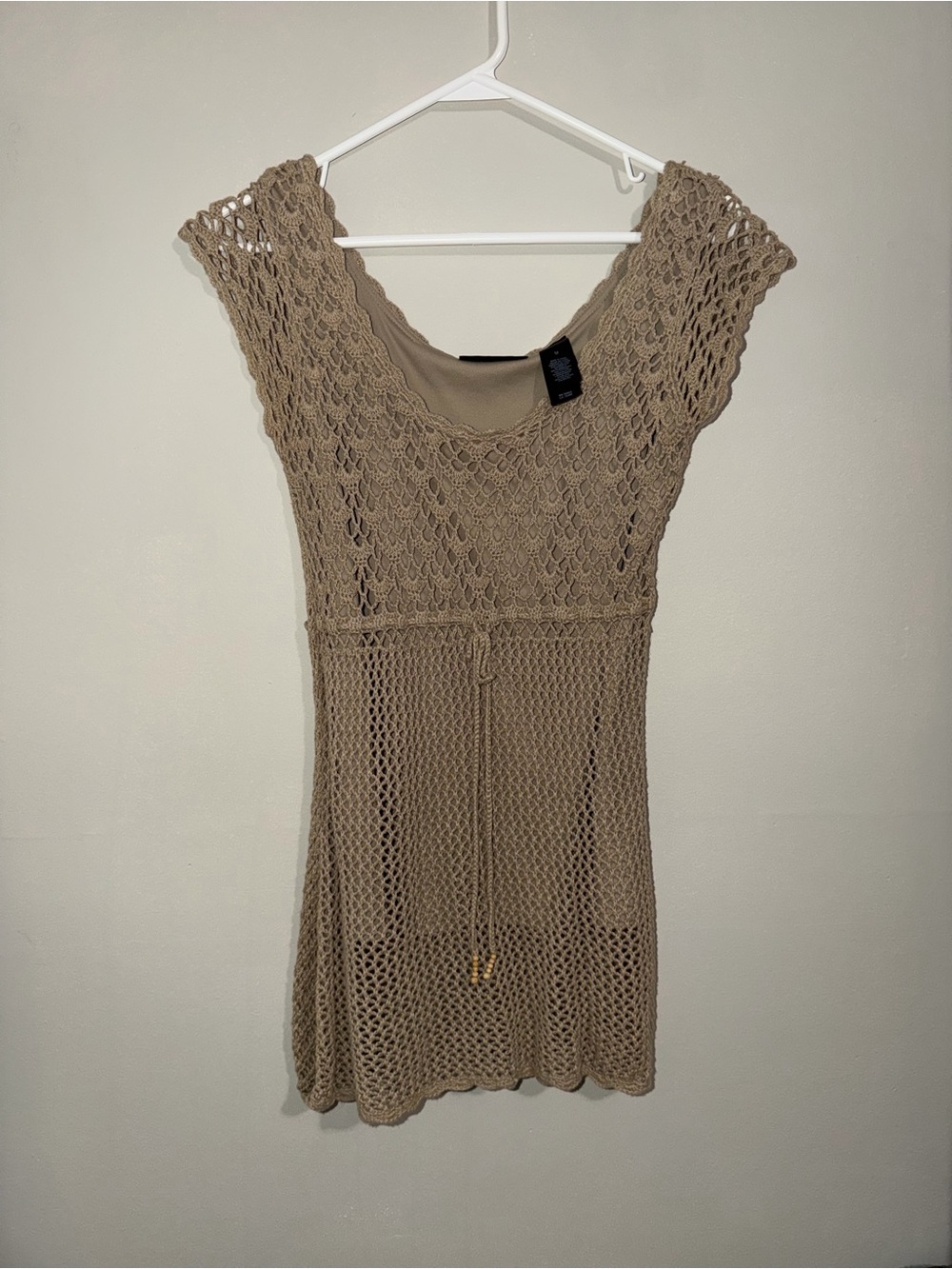 Axcess Tan Crochet Knit Boho Tunic Top – Size M
